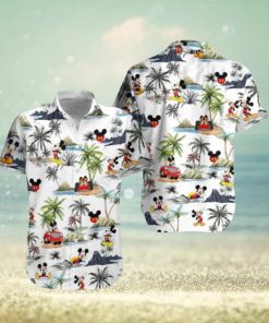 Mickey Mouse And Island Coconut Tree Hawaiian T Shirt