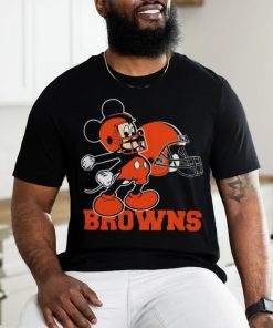 Mickey Mouse Cartoon Nfl Cleveland Browns Football Player Helmet Logo Shirts