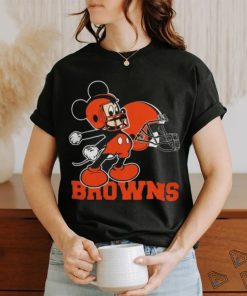 Mickey Mouse Cartoon Nfl Cleveland Browns Football Player Helmet Logo Shirts