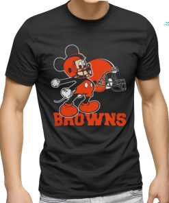 Mickey Mouse Cartoon Nfl Cleveland Browns Football Player Helmet Logo Shirts