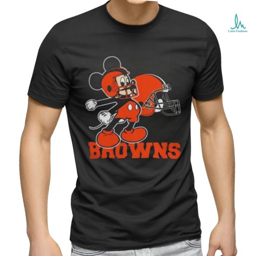Mickey Mouse Cartoon Nfl Cleveland Browns Football Player Helmet Logo Shirts
