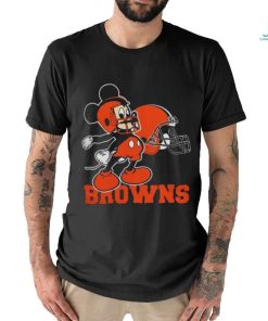 Mickey Mouse Cartoon Nfl Cleveland Browns Football Player Helmet Logo Shirts
