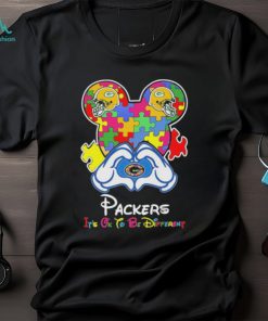Mickey Mouse Love Green Bay Packers Autism Its Ok To Be Different T shirt