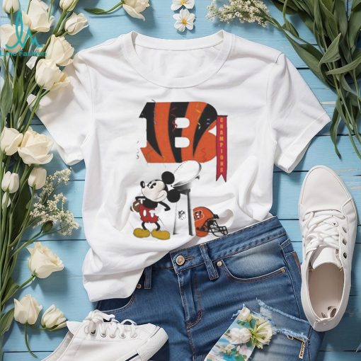 Mickey Mouse NFL Cincinnati Bengals Football Super Bowl Champions Helmet Logo Shirt