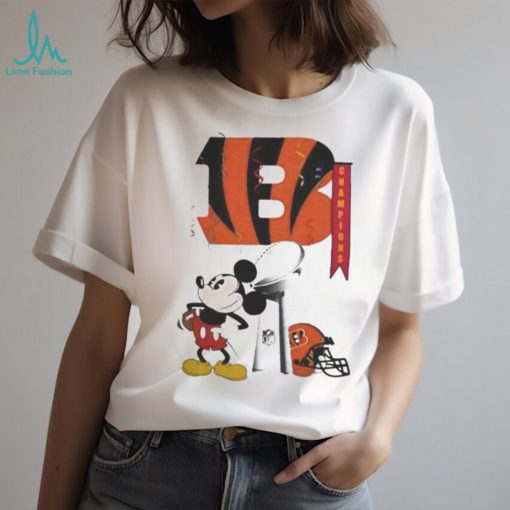 Mickey Mouse NFL Cincinnati Bengals Football Super Bowl Champions Helmet Logo Shirt