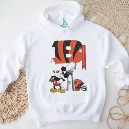 Mickey Mouse NFL Cincinnati Bengals Football Super Bowl Champions Helmet Logo T Shirt