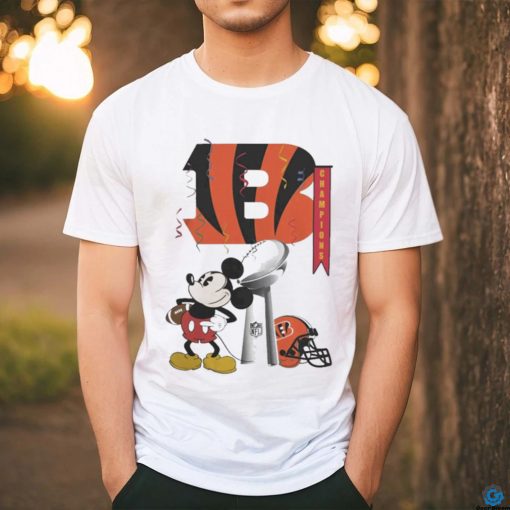 Mickey Mouse NFL Cincinnati Bengals Football Super Bowl Champions Helmet Logo T Shirt