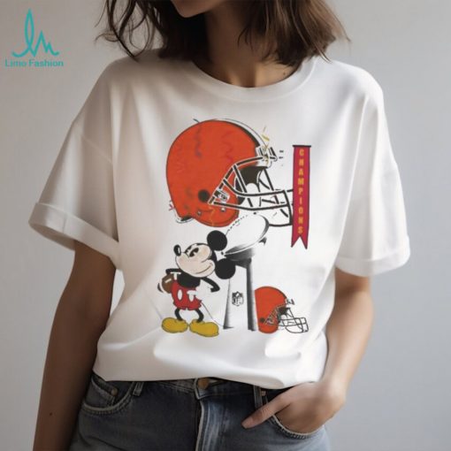 Mickey Mouse NFL Cleveland Browns Football Super Bowl Champions Helmet Logo Shirt