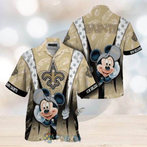 Mickey Mouse NFL New Orleans Saints Hat Tropical Hawaiian Shirt