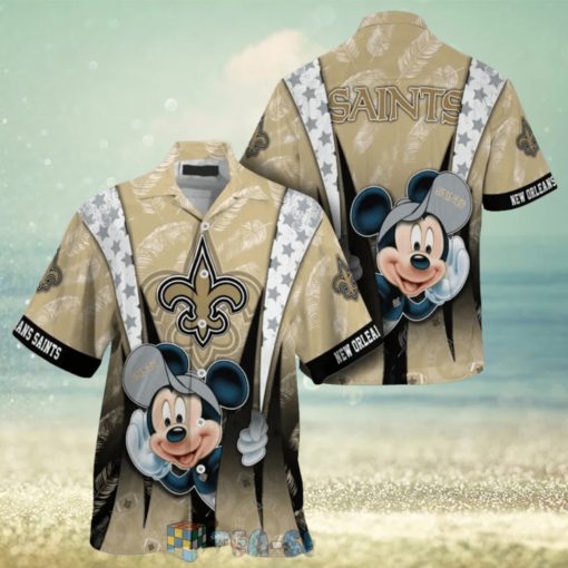 Mickey Mouse NFL New Orleans Saints Hat Tropical Hawaiian Shirt