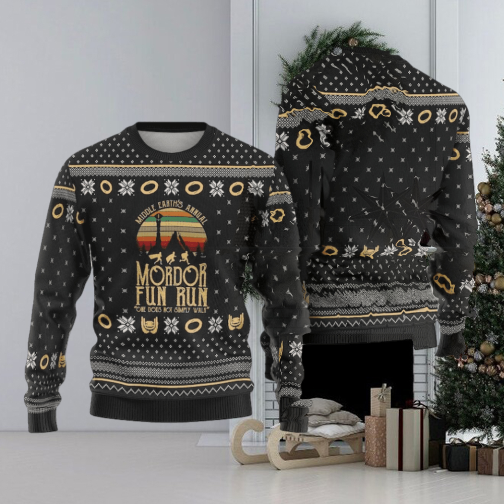 Middle Earth's Annual Fun Run Lord Of The Ring Ugly Christmas Sweaer Middle Earth's Annual Fun Run Lord Of The Ring Ugly Christmas Sweaer