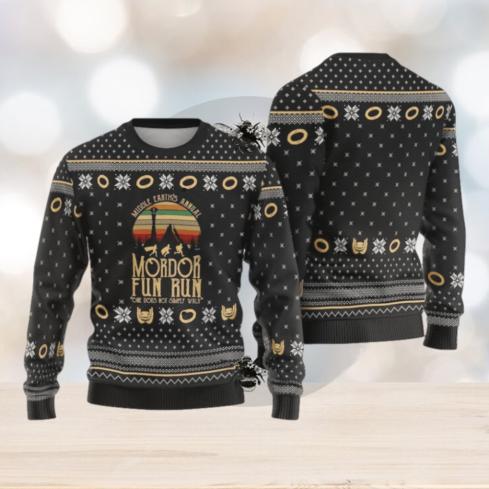 Middle Earth's Annual Fun Run Lord Of The Ring Ugly Christmas Sweaer Middle Earth's Annual Fun Run Lord Of The Ring Ugly Christmas Sweaer