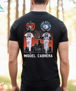 Miguel Cabrera Detroit Tigers 500 Home Runs 3000 Hit Club Miguel Barrera Signatures T Shirt+