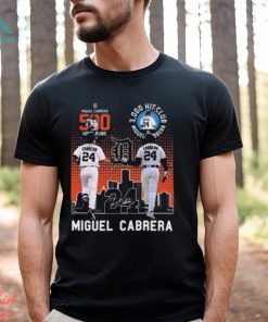 Miguel Cabrera Detroit Tigers 500 Home Runs 3000 Hit Club Miguel Barrera Signatures T Shirt+