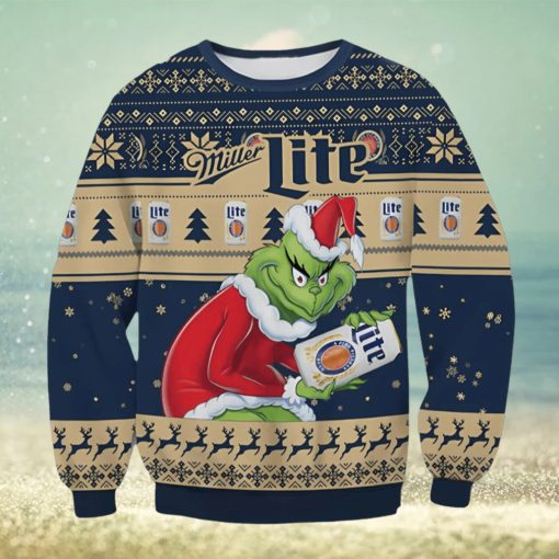 Miller Light Grinch Ugly Christmas Sweater Xmas 3D Printed Christmas Sweater Gift