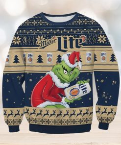 Miller Light Grinch Ugly Christmas Sweater Xmas 3D Printed Christmas Sweater Gift