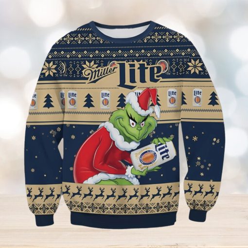 Miller Light Grinch Ugly Christmas Sweater Xmas 3D Printed Christmas Sweater Gift