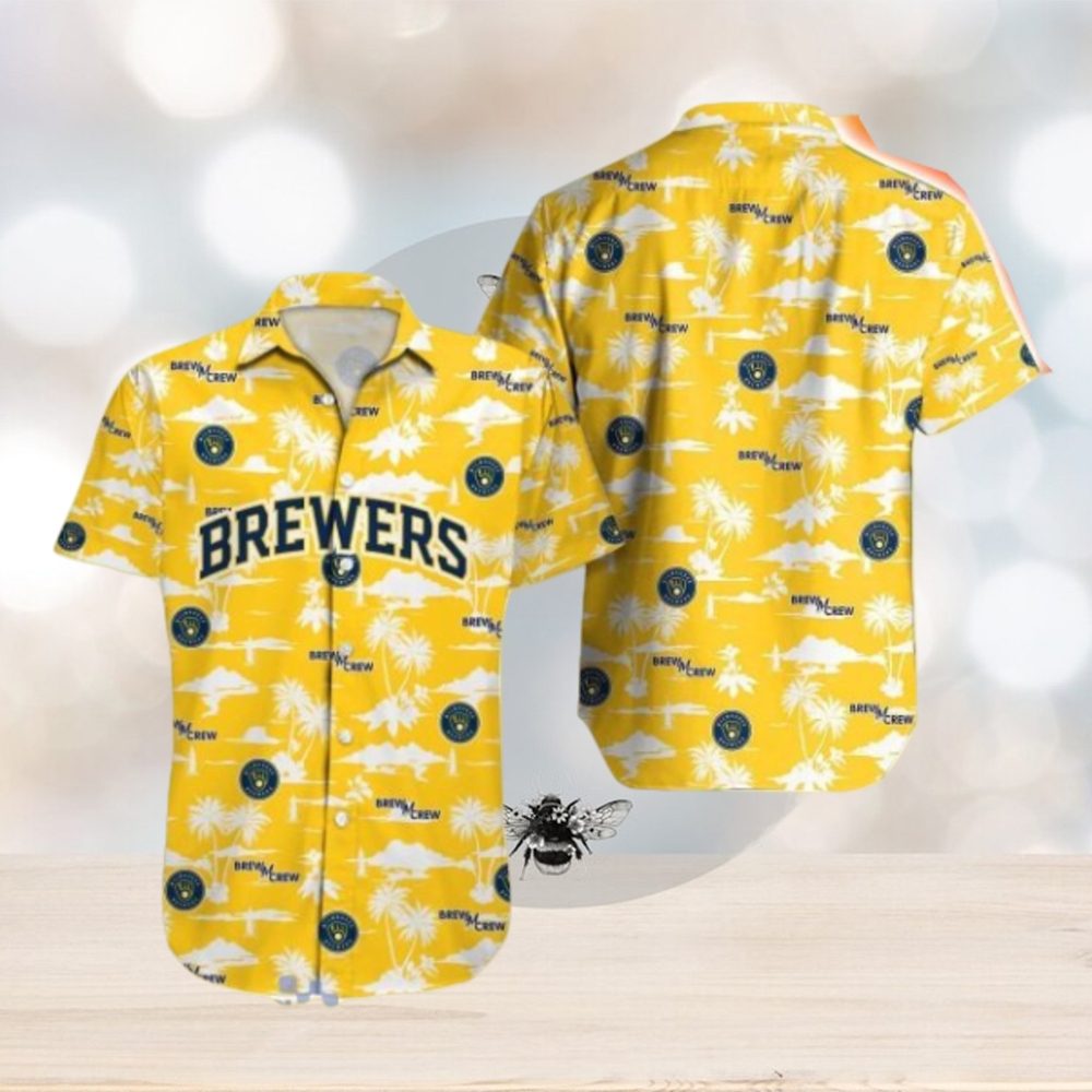 Milwaukee Brewers MLB Coconut Pattern Yellow Hawaiian Shirt Milwaukee Brewers MLB Coconut Pattern Yellow Hawaiian Shirt