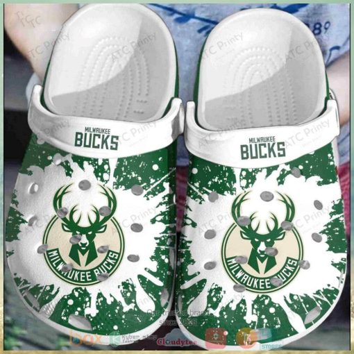 Milwaukee Bucks White Green Nba Crocs Clog Shoes