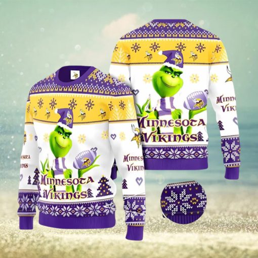 Minnesota Vikings Grinch Ugly Christmas Sweater Xmas 3D Printed Christmas Sweater Gift