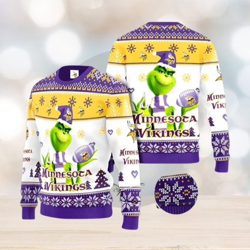 Minnesota Vikings Grinch Ugly Christmas Sweater Xmas 3D Printed Christmas Sweater Gift