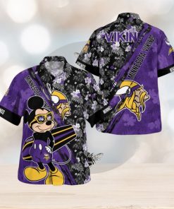 Minnesota Vikings Mickey Mouse Floral Short Sleeve Hawaii Shirt