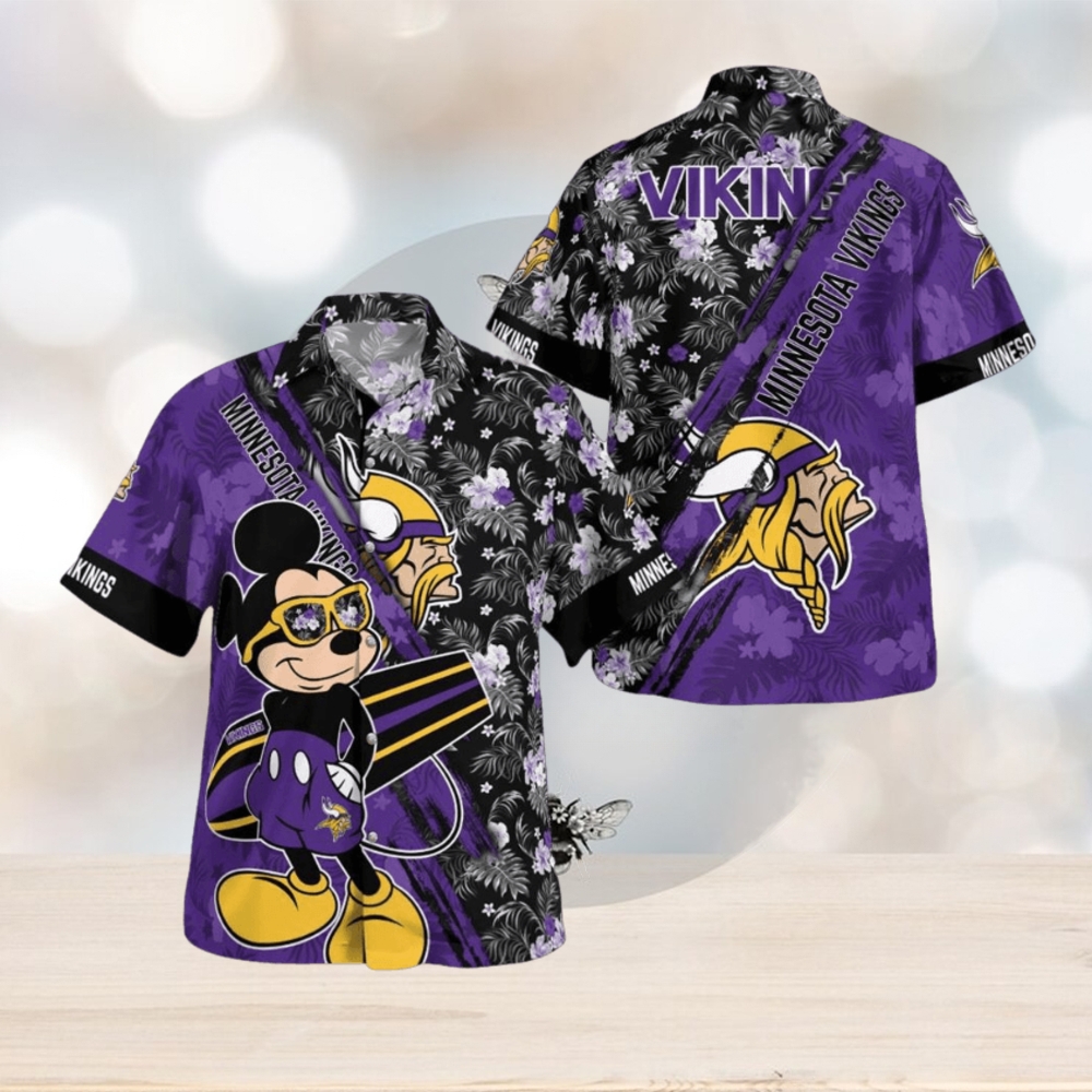Minnesota Vikings Mickey Mouse Floral Short Sleeve Hawaii Shirt Minnesota Vikings Mickey Mouse Floral Short Sleeve Hawaii Shirt