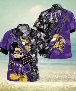 Minnesota Vikings Mickey Mouse Floral Short Sleeve Hawaii Shirt