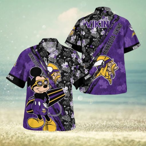 Minnesota Vikings Mickey Mouse Floral Short Sleeve Hawaii Shirt