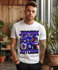 Minnesota Vikings football Justin Jefferson player pose retro shirt