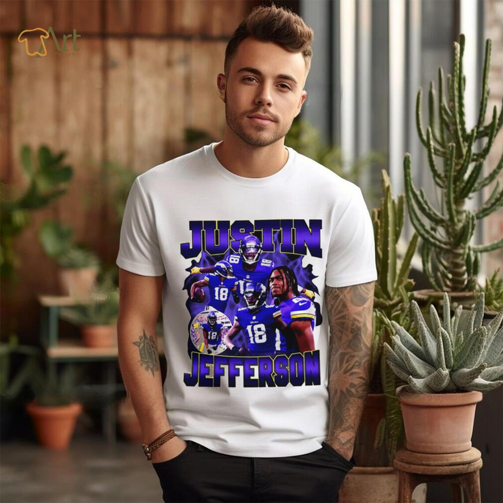 Minnesota Vikings football Justin Jefferson player pose retro shirt Minnesota Vikings football Justin Jefferson player pose retro shirt