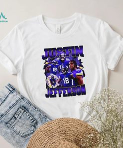 Minnesota Vikings football Justin Jefferson player pose retro shirt
