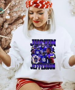 Minnesota Vikings football Justin Jefferson player pose retro shirt