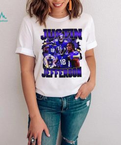 Minnesota Vikings football Justin Jefferson player pose retro shirt
