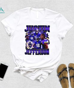 Minnesota Vikings football Justin Jefferson player pose retro shirt