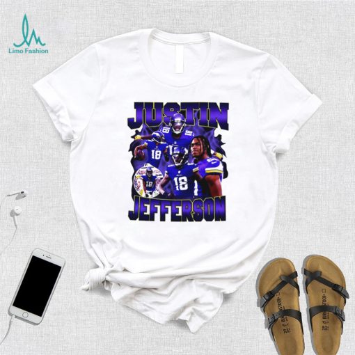 Minnesota Vikings football Justin Jefferson player pose retro shirt