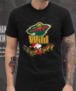 Minnesota Wild NHL Santa Snoopy and Woodstock Christmas T Shirt