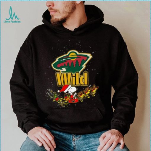 Minnesota Wild NHL Santa Snoopy and Woodstock Christmas T Shirt