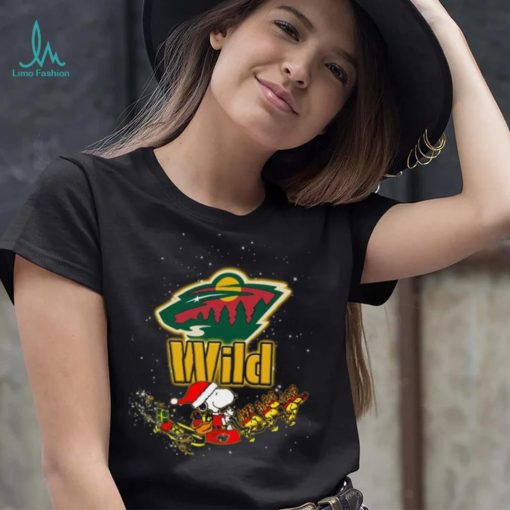 Minnesota Wild NHL Santa Snoopy and Woodstock Christmas T Shirt