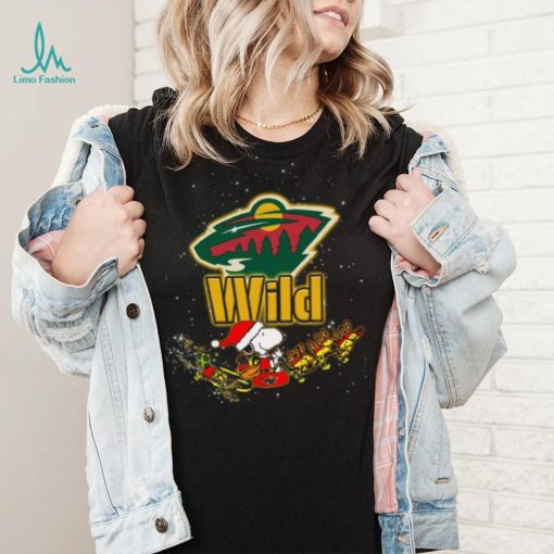 Minnesota Wild NHL Santa Snoopy and Woodstock Christmas T Shirt