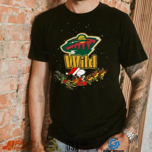Minnesota Wild NHL Santa Snoopy and Woodstock Christmas T Shirt