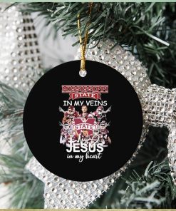 Mississippi State Bulldogs In My Veins Jesus In My Hearts Signatures Ornament Christmas