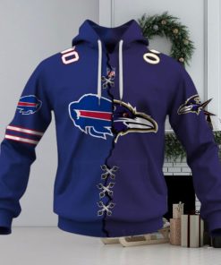Mix 2 NFL Teams Buffalo Bills Vs Baltimore Ravens Hoodie