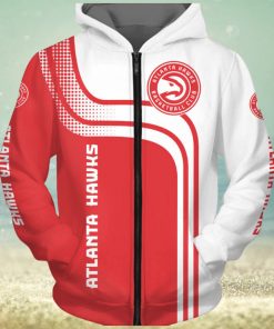 NBA Atlanta Hawks White Red Curves Zip Up Hoodie
