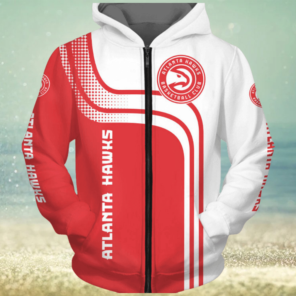 NBA Atlanta Hawks White Red Curves Zip Up Hoodie NBA Atlanta Hawks White Red Curves Zip Up Hoodie