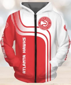 NBA Atlanta Hawks White Red Curves Zip Up Hoodie