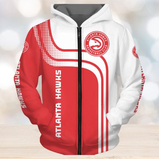 NBA Atlanta Hawks White Red Curves Zip Up Hoodie