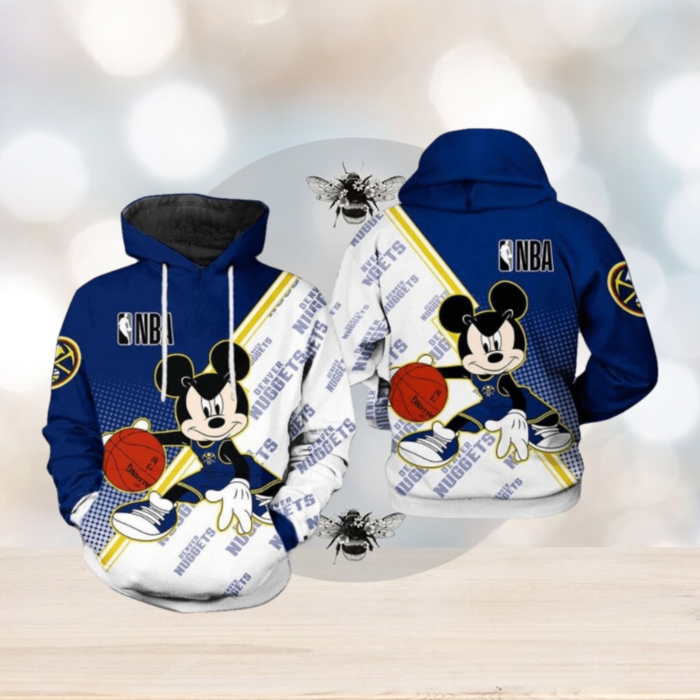 NBA Denver Nuggets Blue White Mickey Pullover Hoodie NBA Denver Nuggets Blue White Mickey Pullover Hoodie