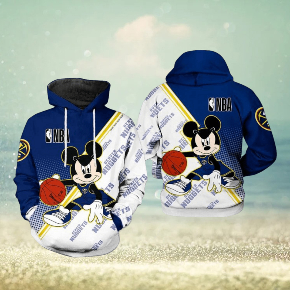 NBA Denver Nuggets Blue White Mickey Pullover Hoodie NBA Denver Nuggets Blue White Mickey Pullover Hoodie
