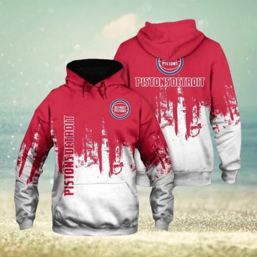 NBA Detroit Pistons Red White Grunge Pullover Hoodie